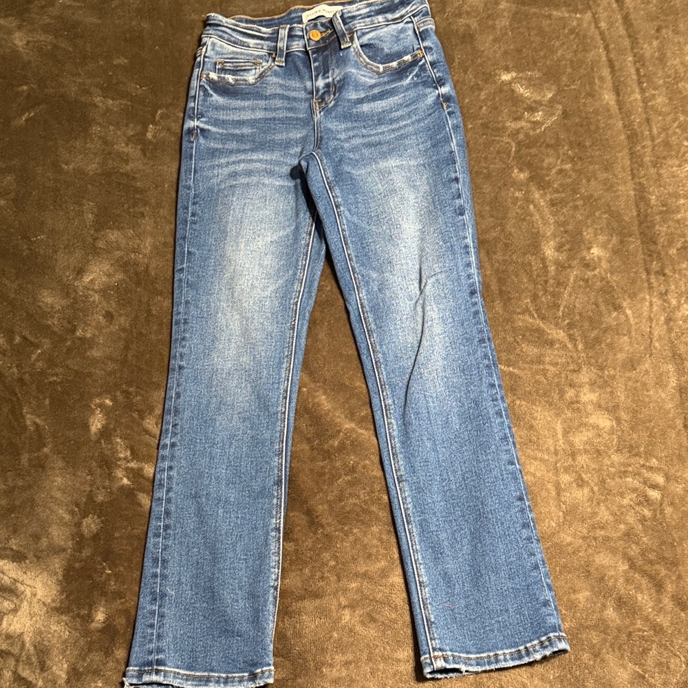Flying Monkey Straight Leg Jeans in Mid Blue Wash